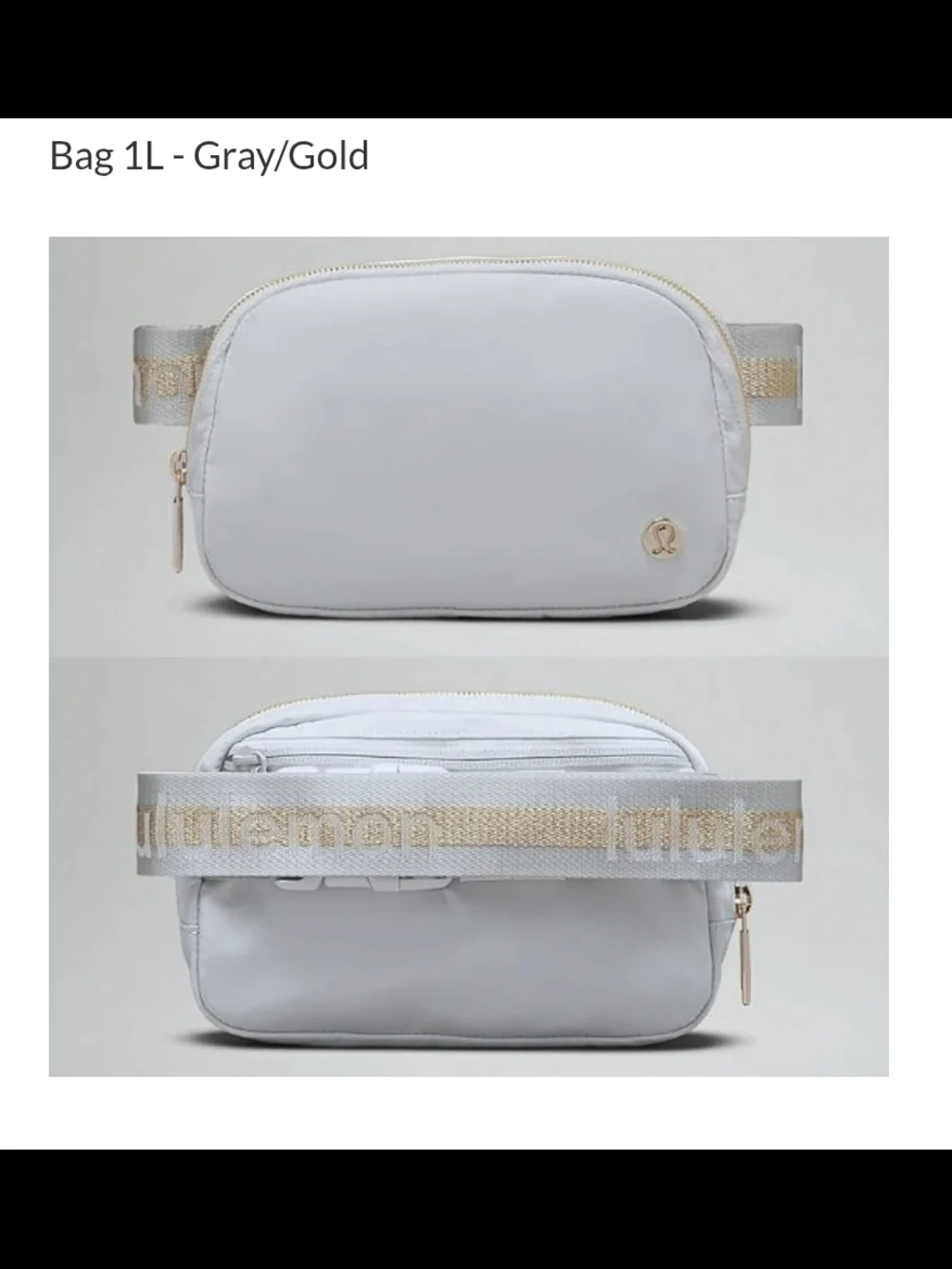 lululemon athletica Light Gray Mini Belt Bag with Gold Hardware - Picture 1 of 5